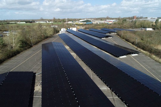 This formerly disused carpark at Cranfield University, UK, has been transformed with solar panels from Qcells. Image: Qcells