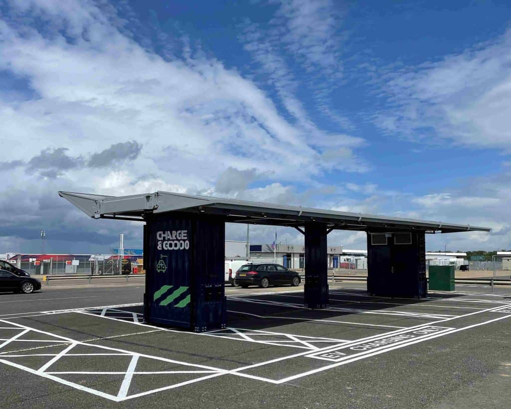 Silverstone receives three solar-powered EV charging hubs from 3ti